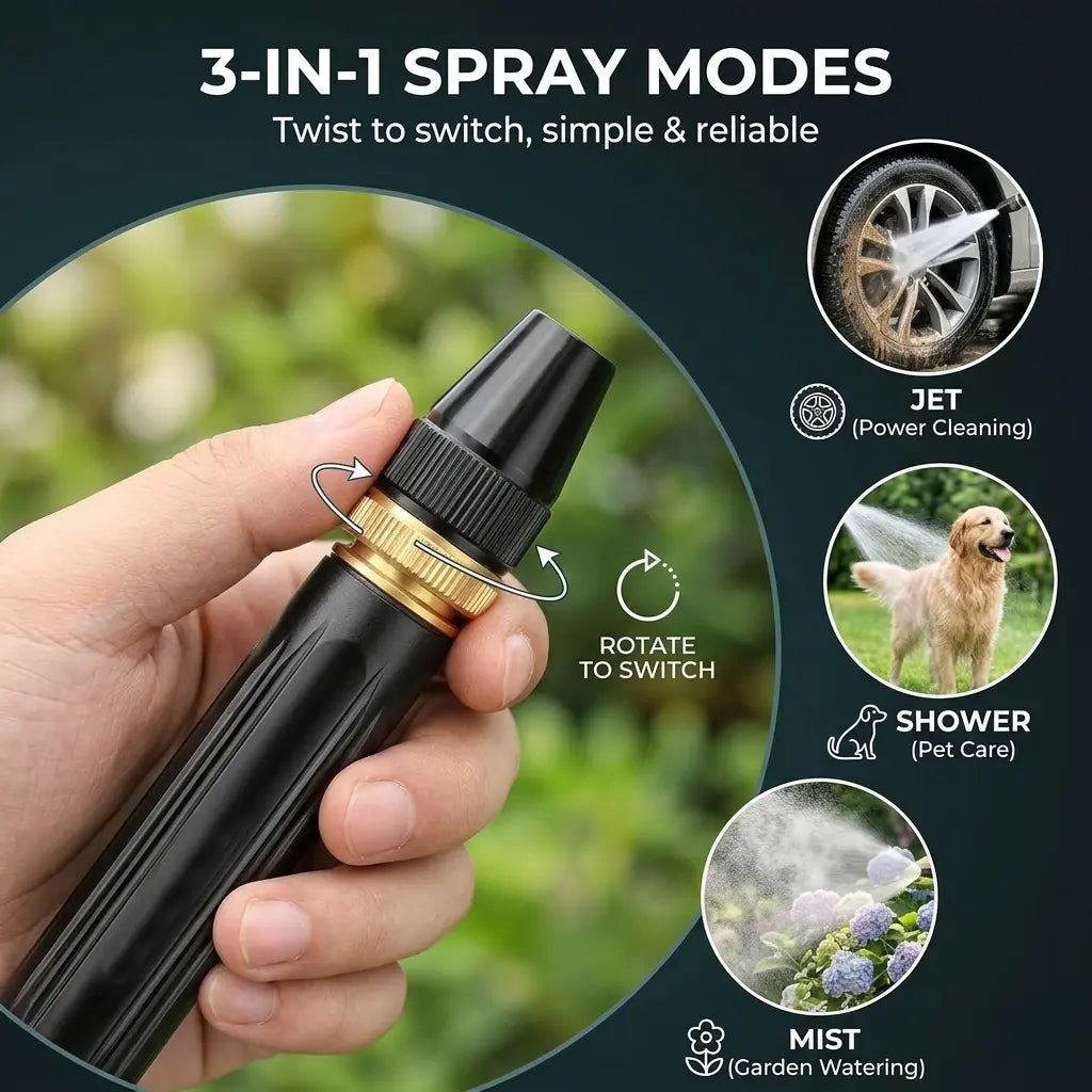 Professional power cleaning spray nozzle for car detailing, pet care, and watering plants or vegetables.